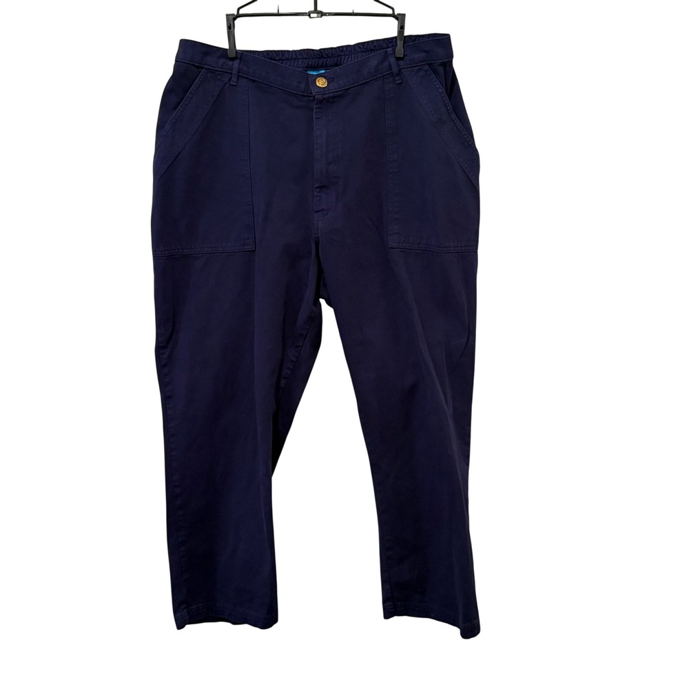Big Bud Press Work Pants Women 1XL Navy Blue Cotton High Rise Utility Elastic